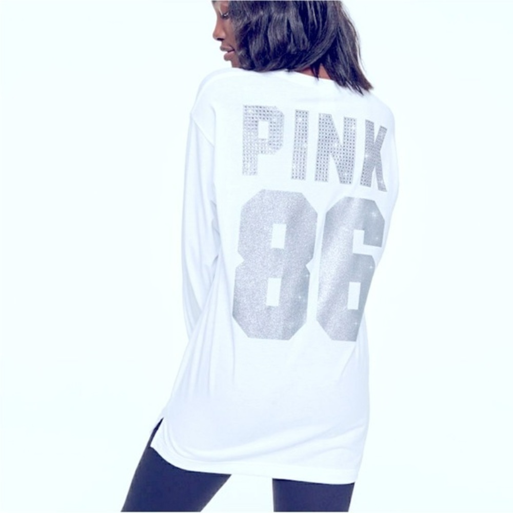 VS Pink Varsity 86 BLING LONG SLEEVE TOP Very oversized